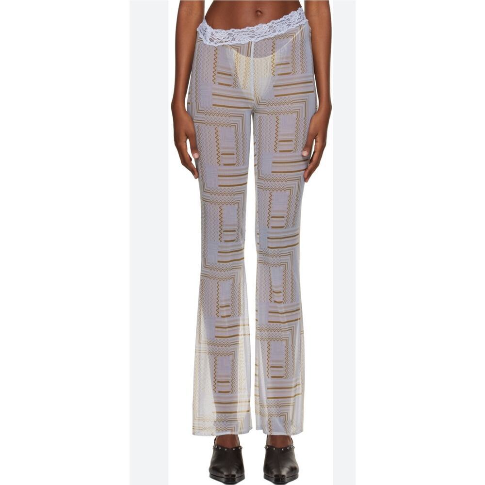 Vaillant Dune Print Sheer Lace Blue Trouser Size 36 US 4